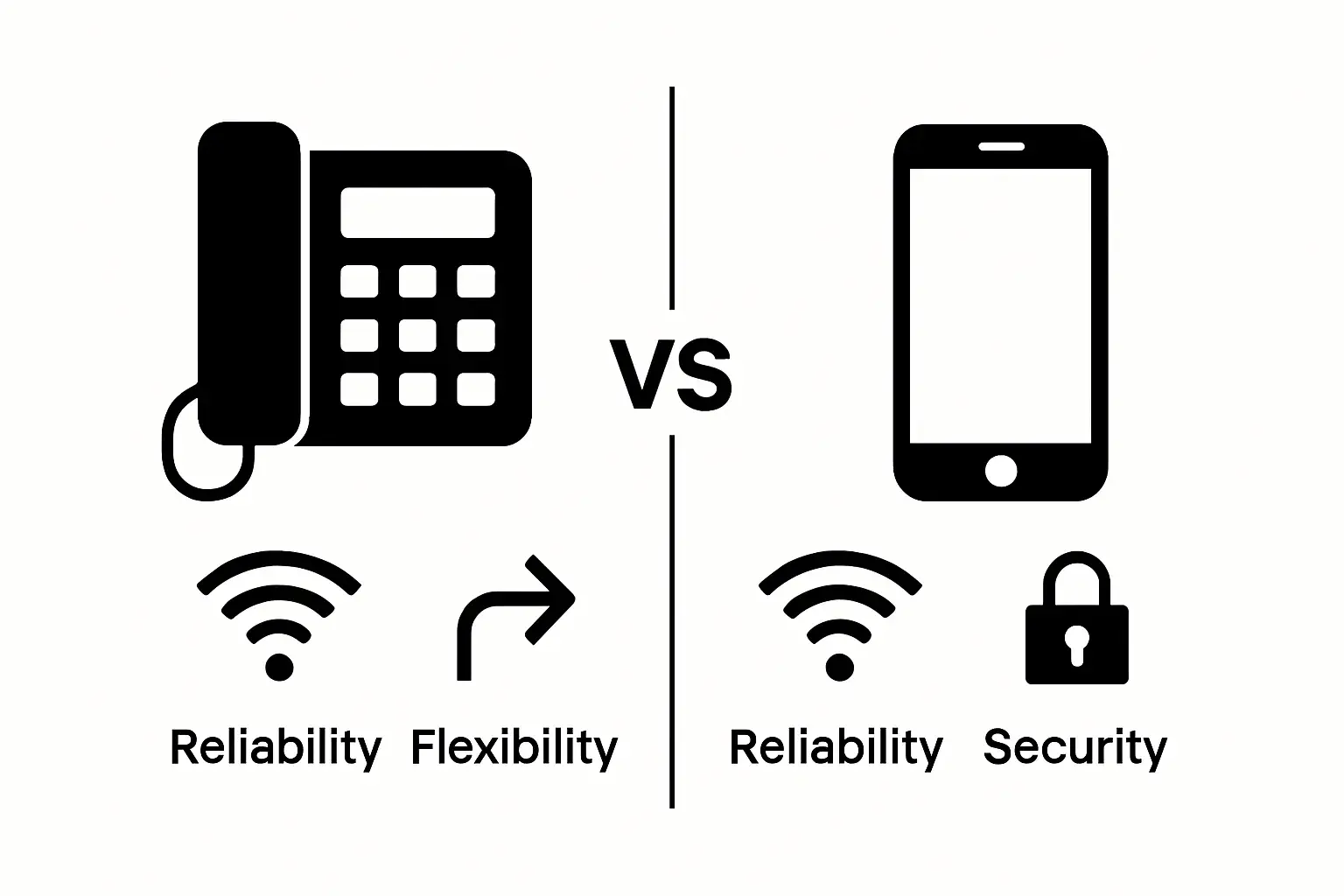 Visual summary of mobile vs landline business features