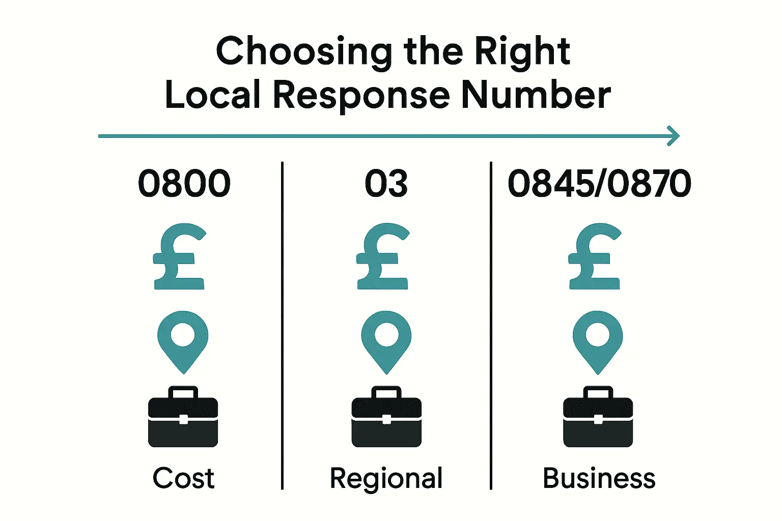 Infographic comparing three types of UK local response numbers.