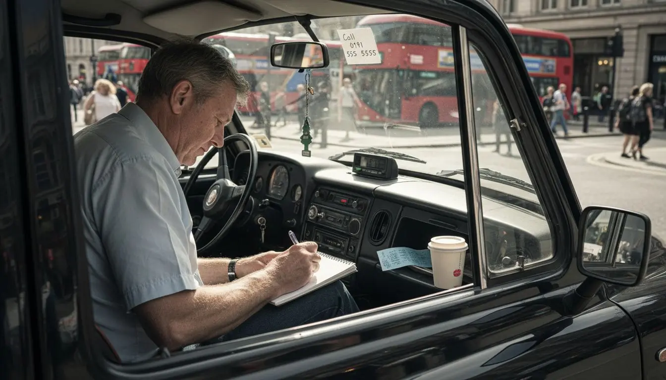 Taxi driver taking phone booking