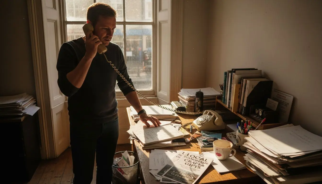 UK business owner on office phone call