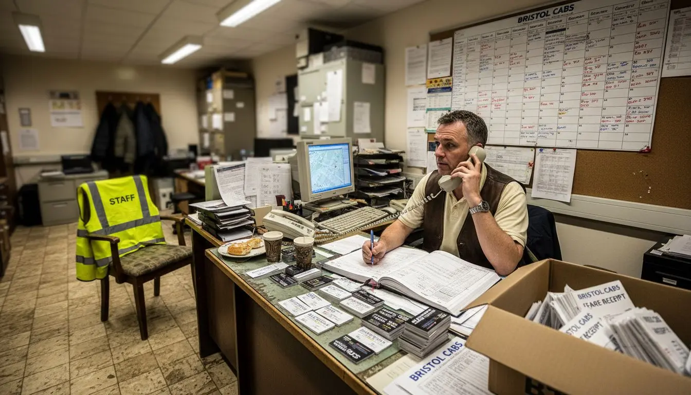 Taxi firm owner setting up office landline