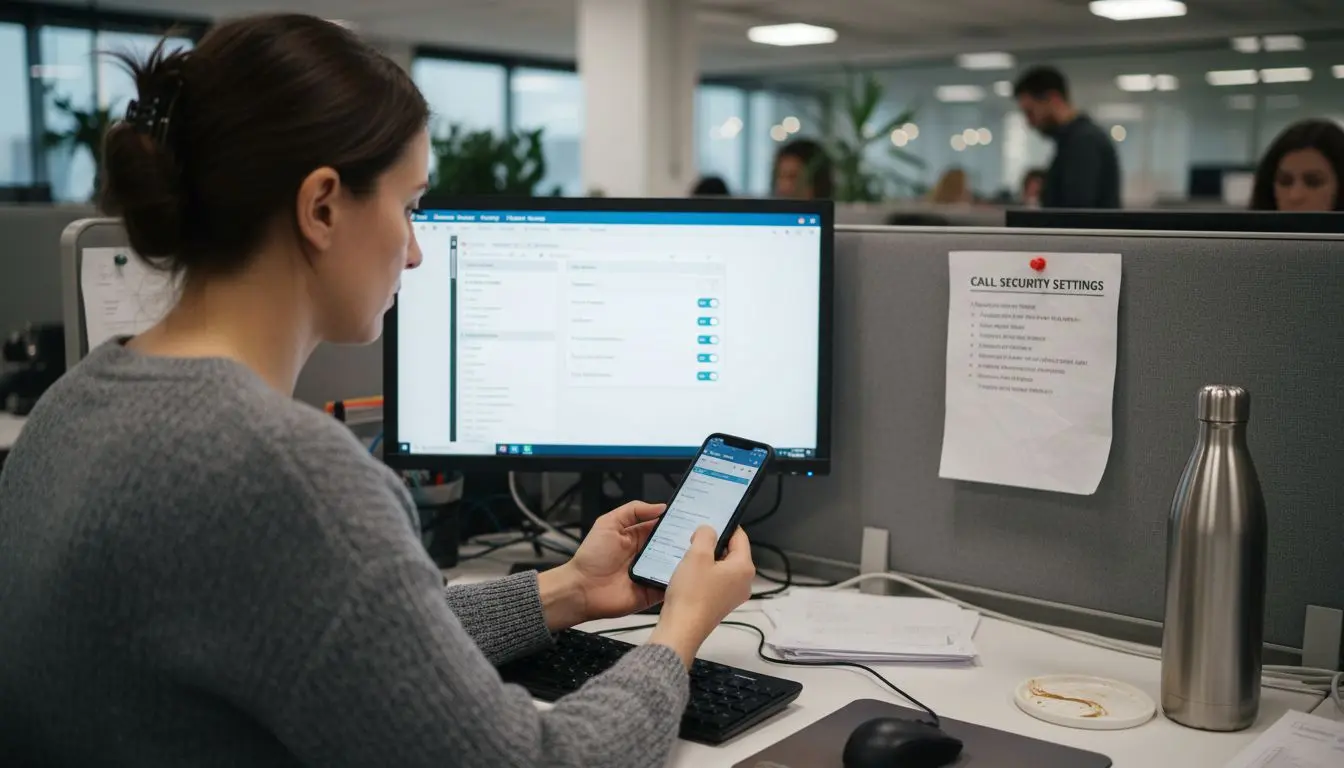 Employee updating phone security settings