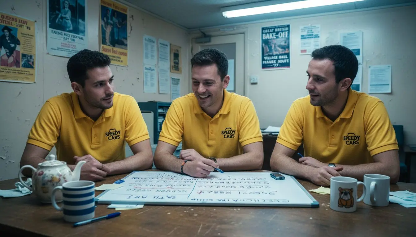 Team brainstorming memorable taxi phone numbers