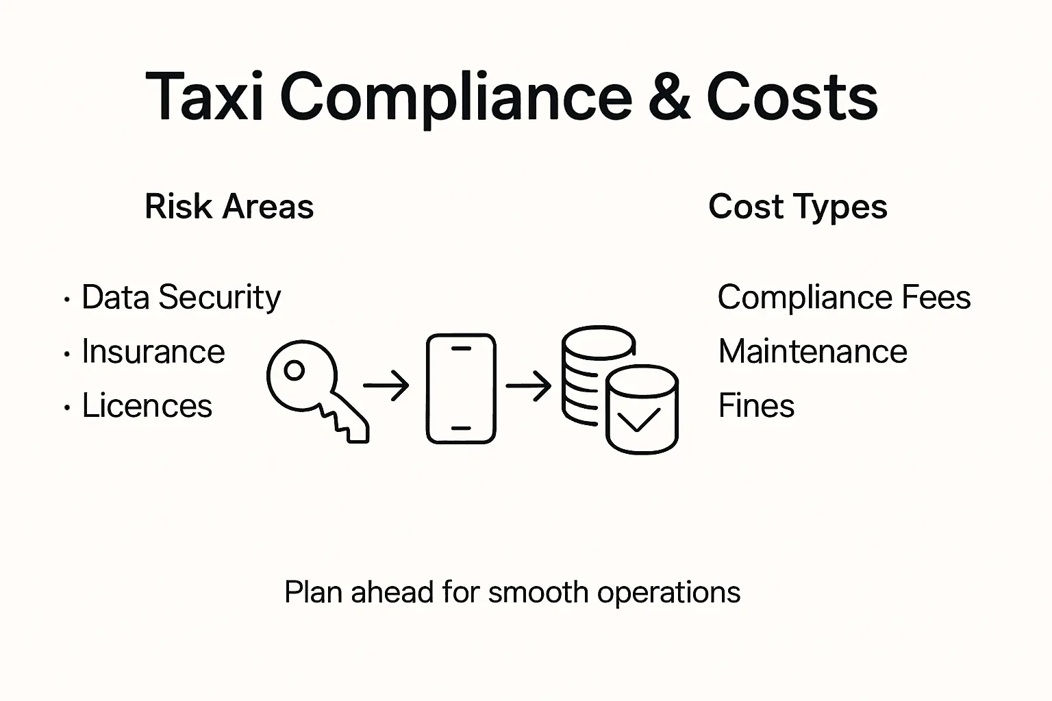 Infographic showing taxi compliance and cost factors