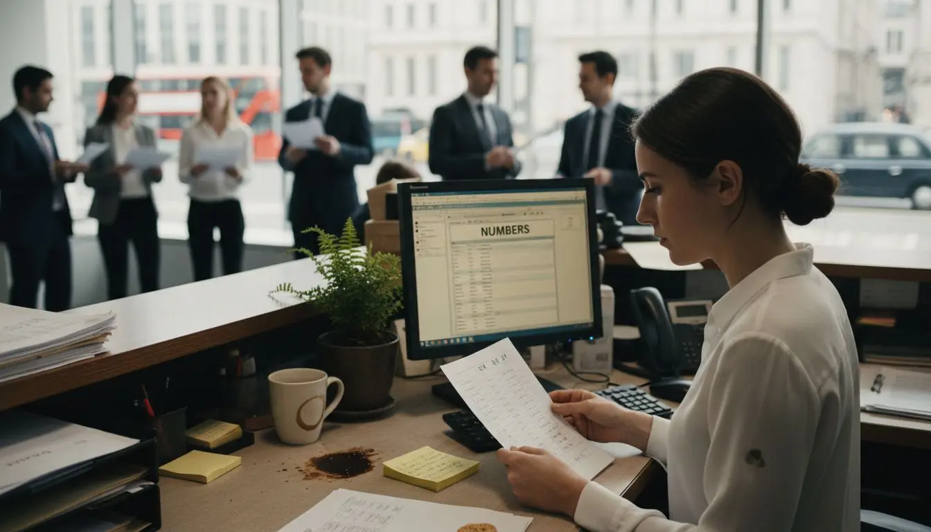 Receptionist comparing UK phone numbers
