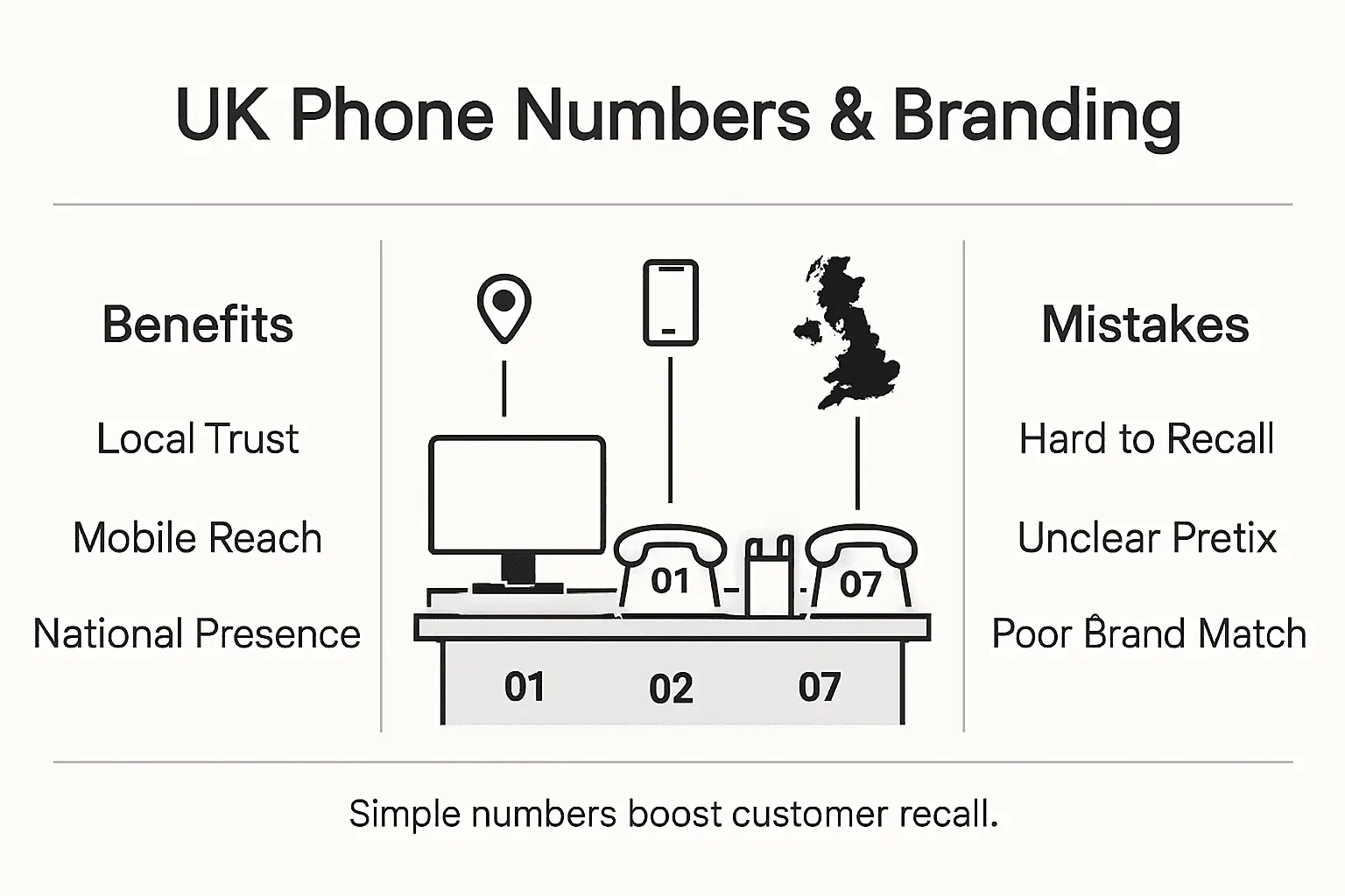 Infographic showing UK phone number branding tips