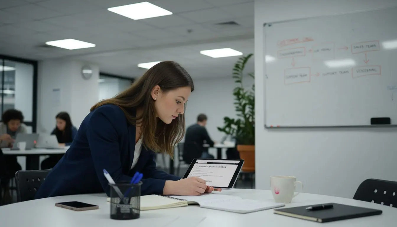 Businesswoman reviewing UK phone options