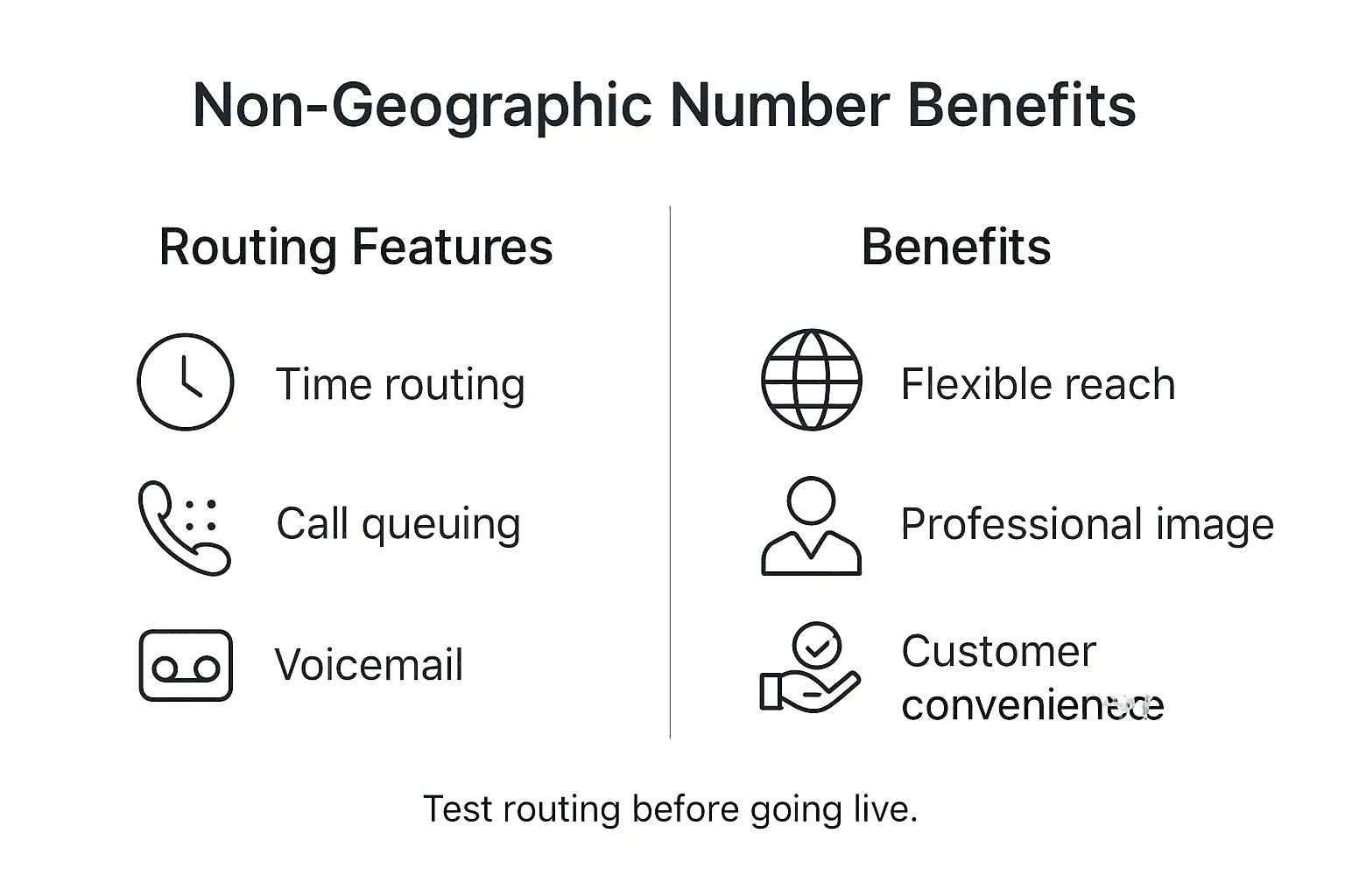 Infographic showing non-geographic number features and benefits
