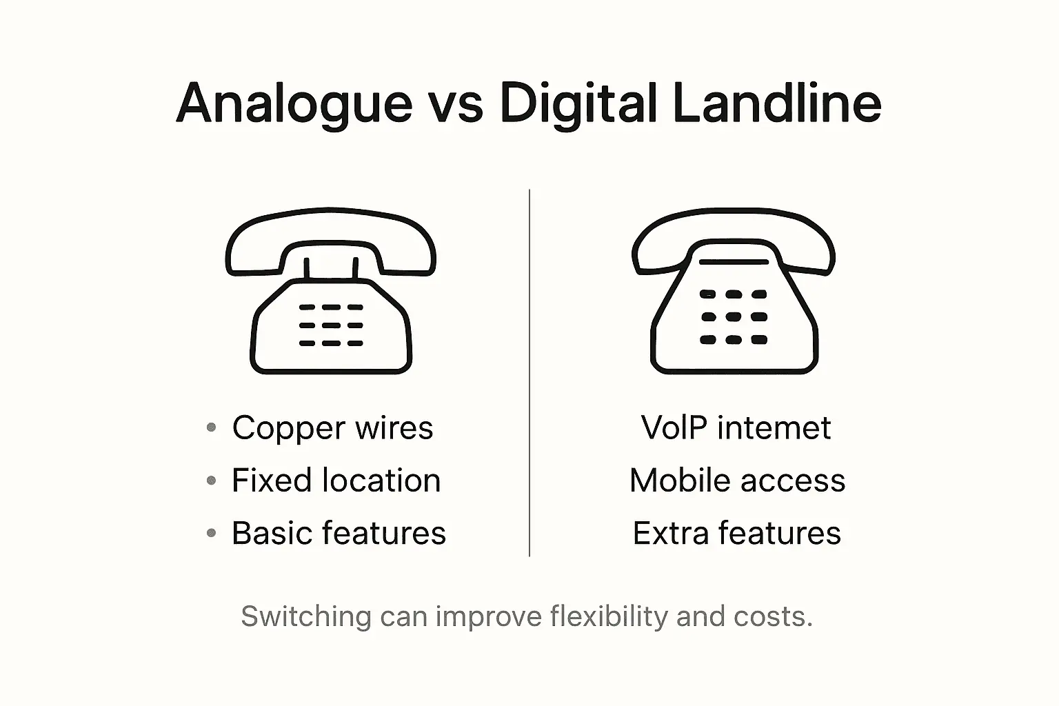 Infographic comparing analogue and digital landlines
