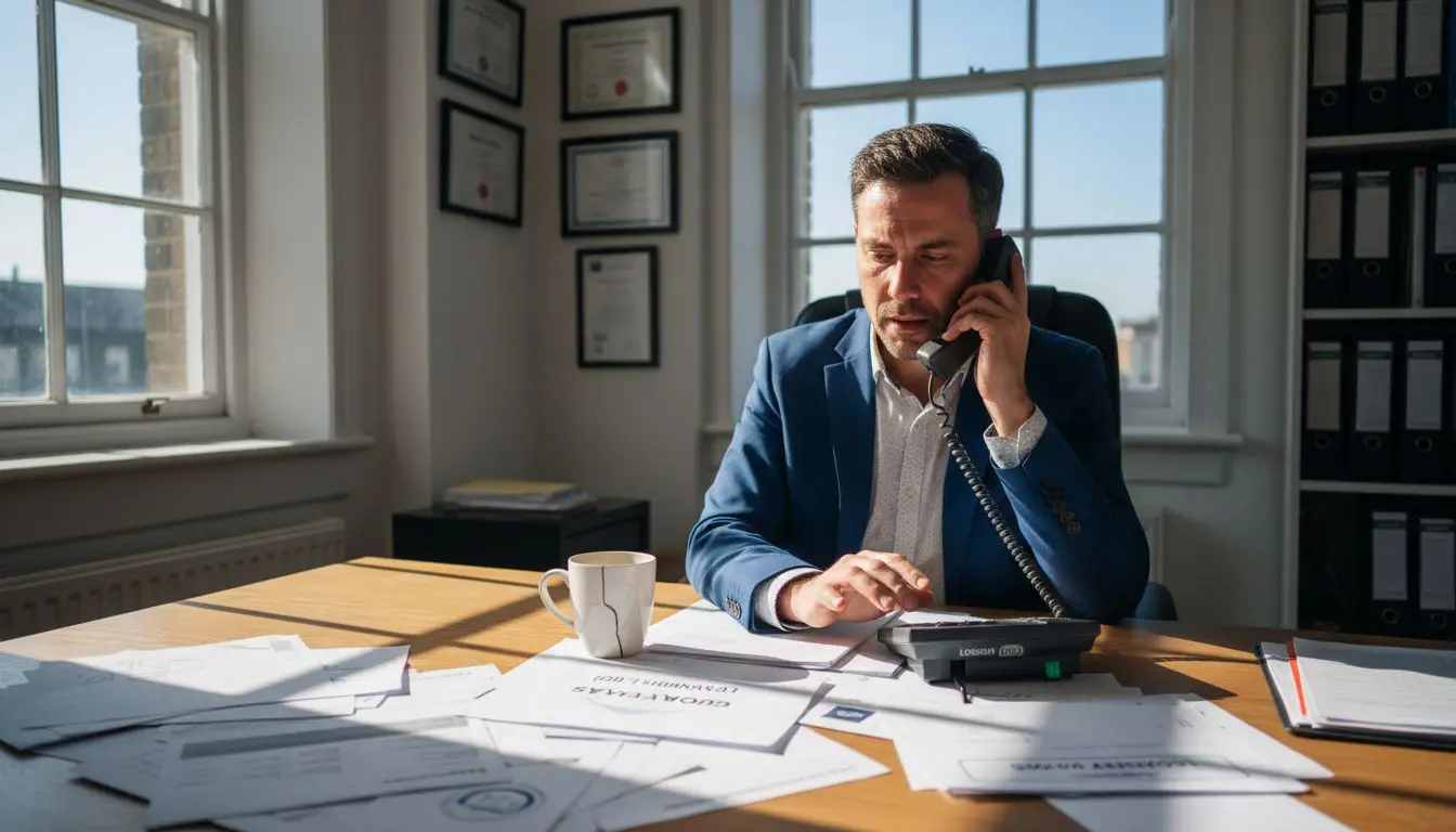 Business owner dialing a UK local number