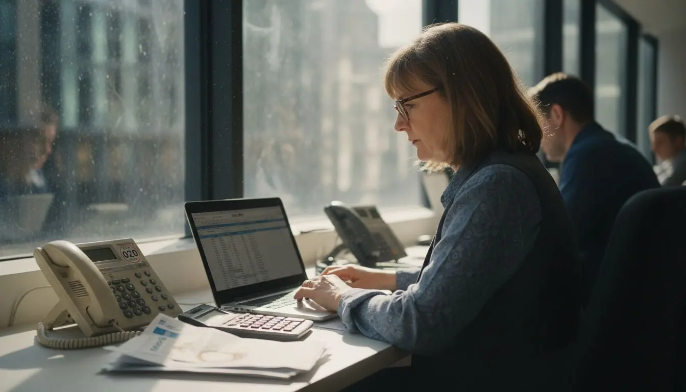 Office manager reviewing phone call expenses
