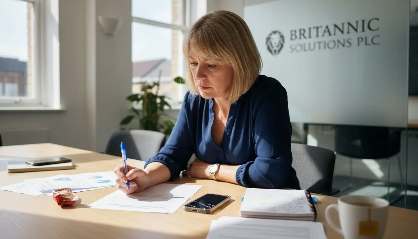 Businesswoman reviewing memorable phone numbers