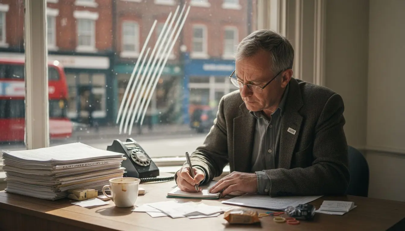 Small business owner with 0800 desk phone