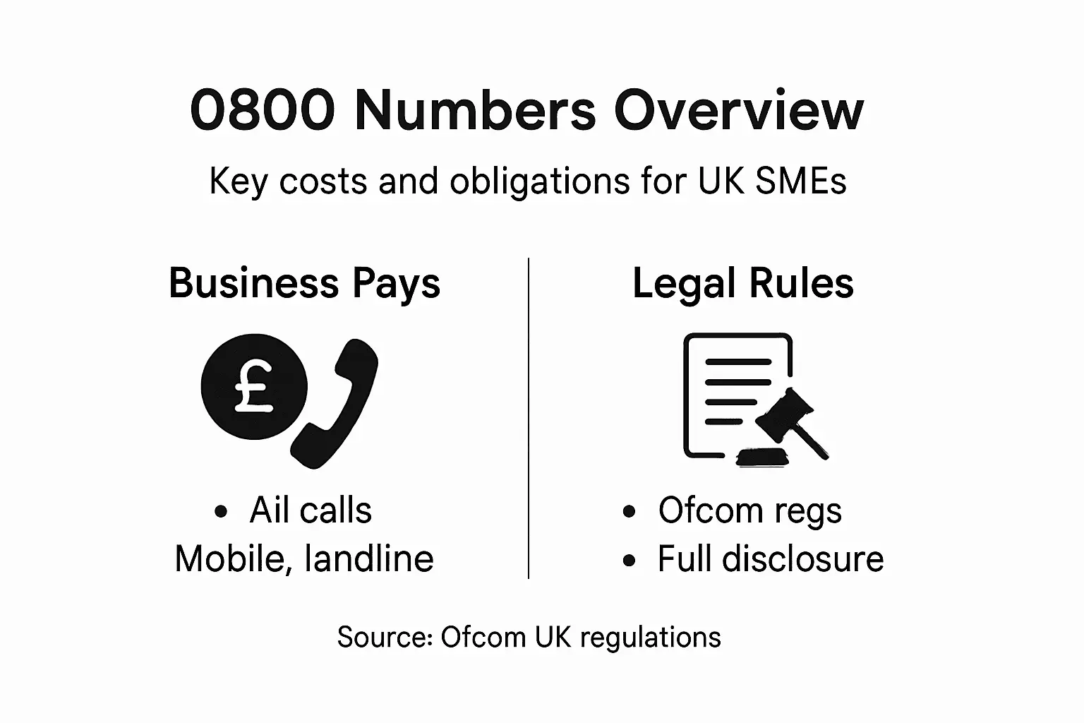 Infographic on 0800 costs and rules for SMEs
