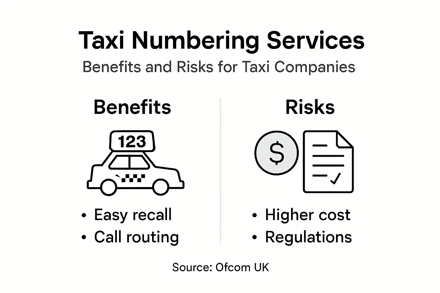Infographic of taxi personal numbering pros and cons