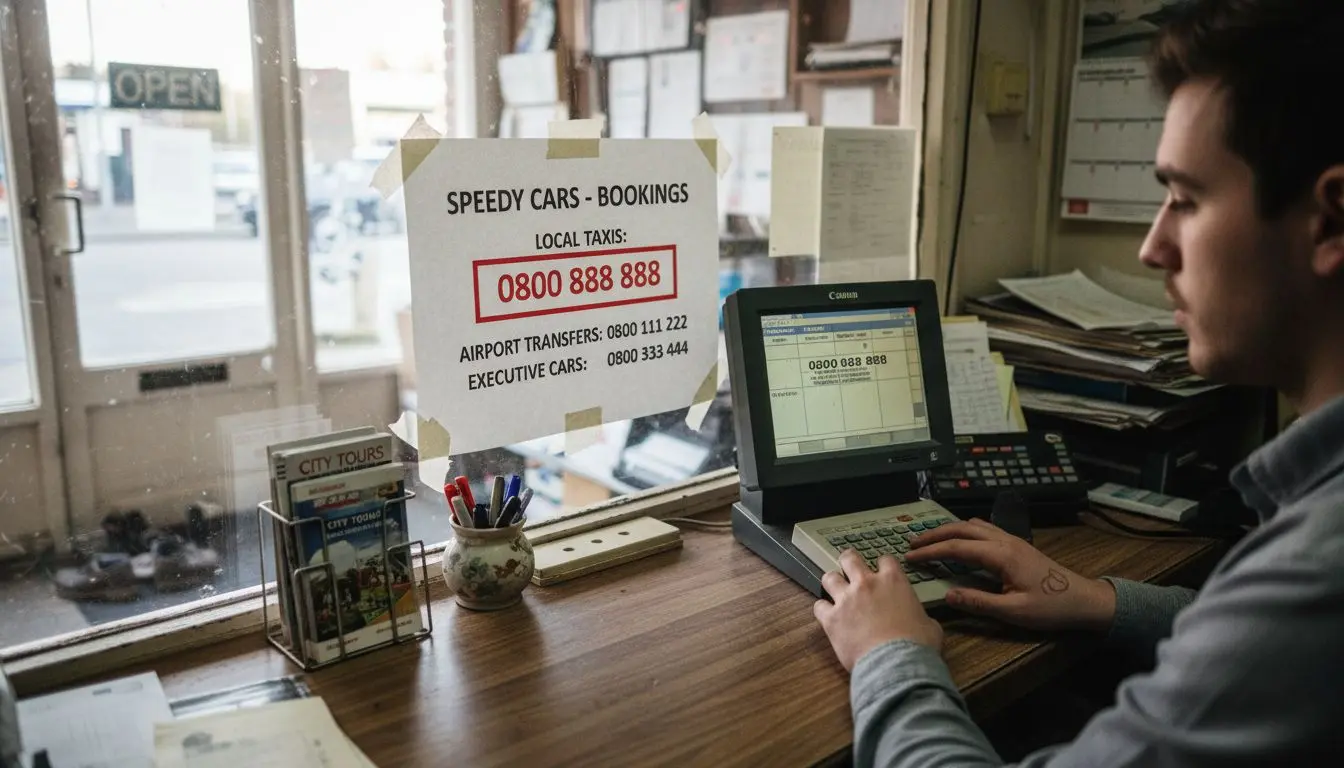Taxi phone sign with memorable number