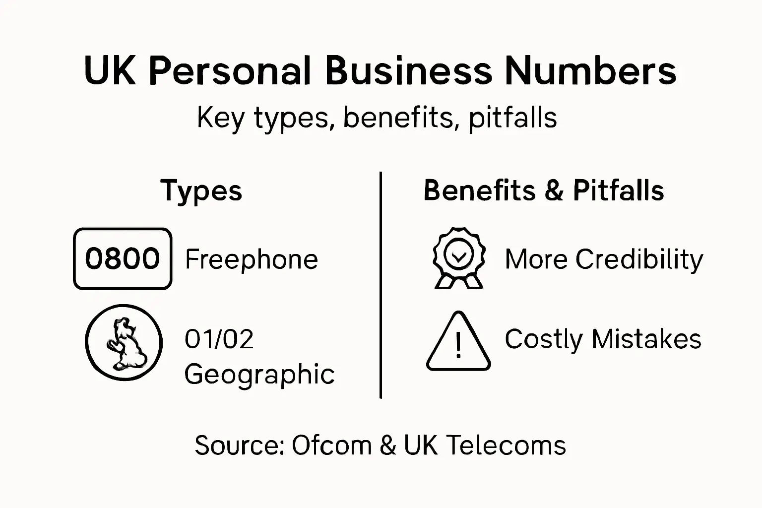 Infographic on types and benefits of personal business numbers
