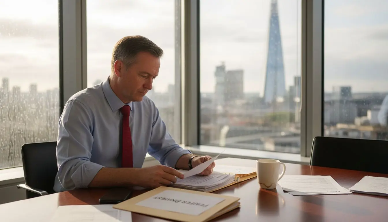 Business manager preparing number transfer documents