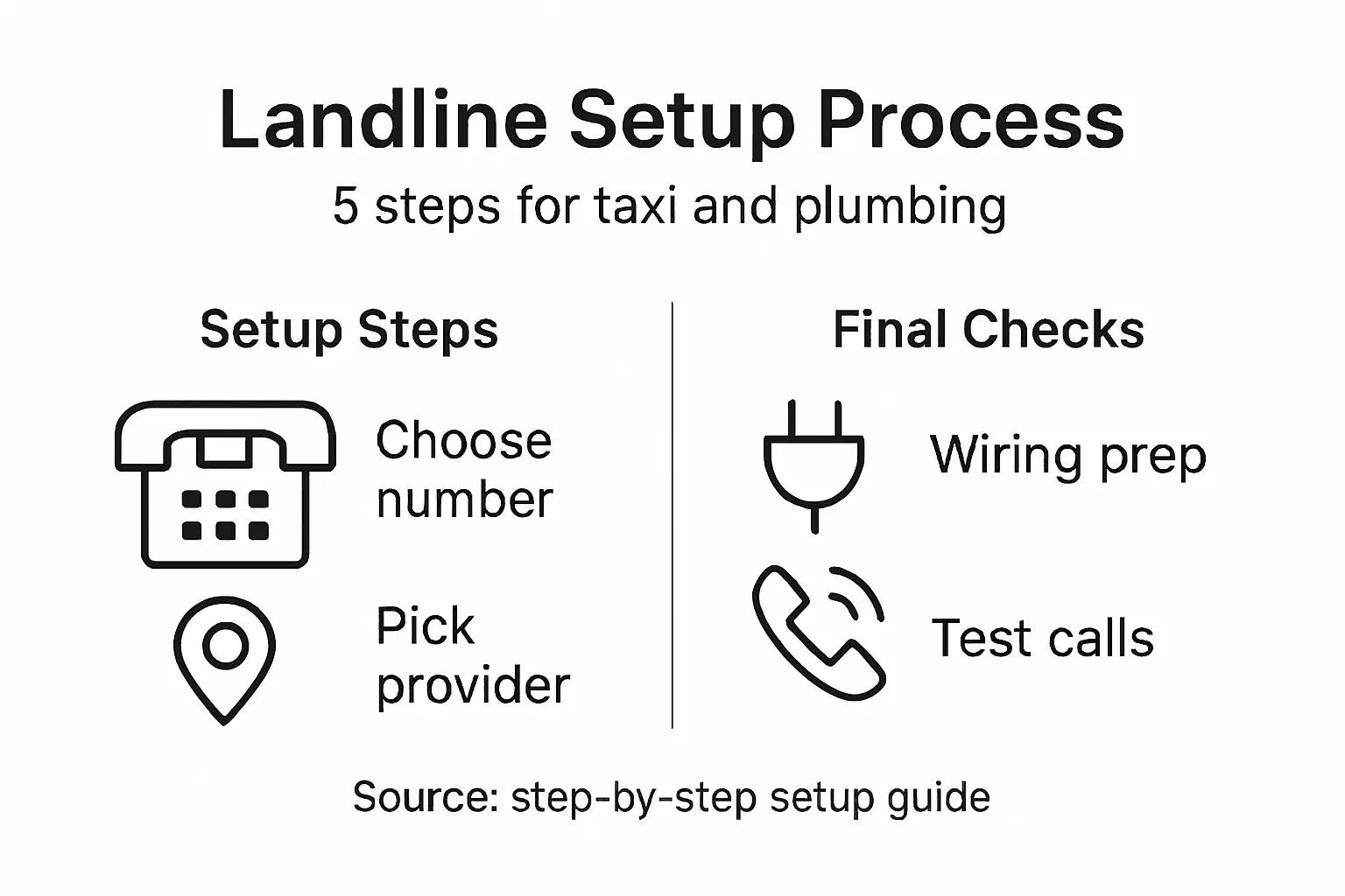 Infographic of landline setup process steps