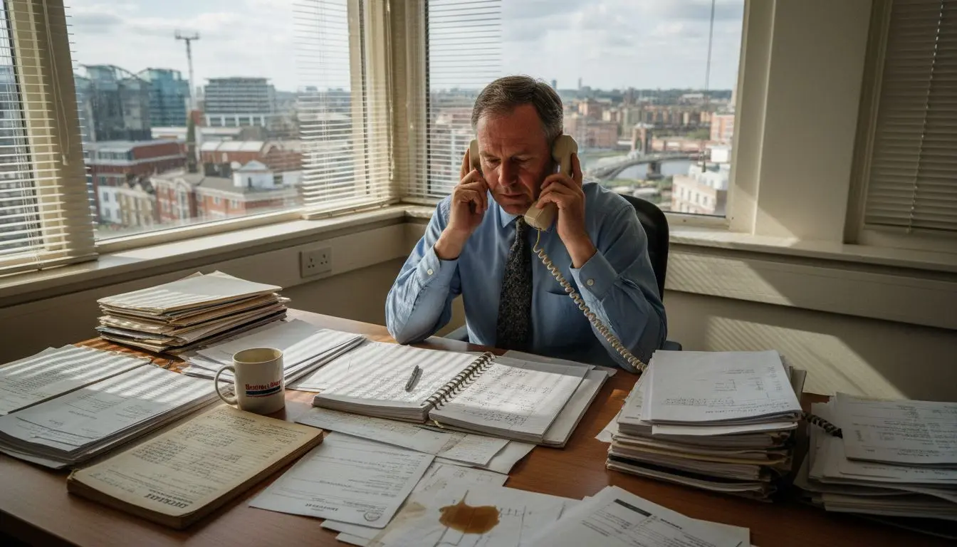 Office manager answers customer service phone