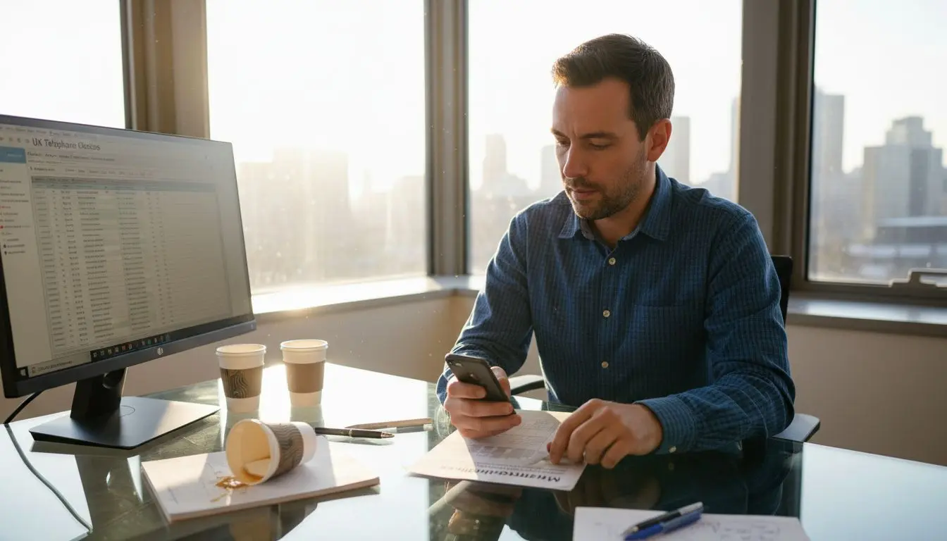 Business owner considering sample mobile numbers