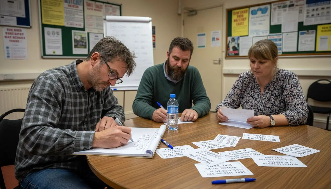 Group reviewing taxi number patterns