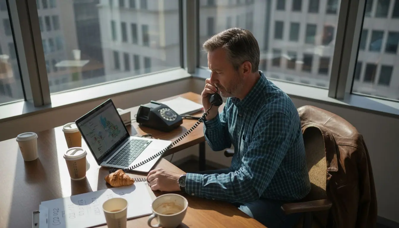 Business owner calling from SME office desk