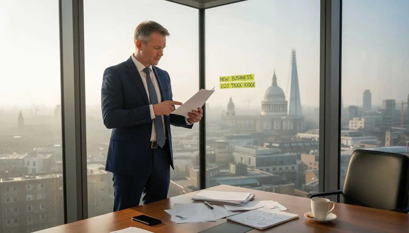 Manager reviewing new UK business number details