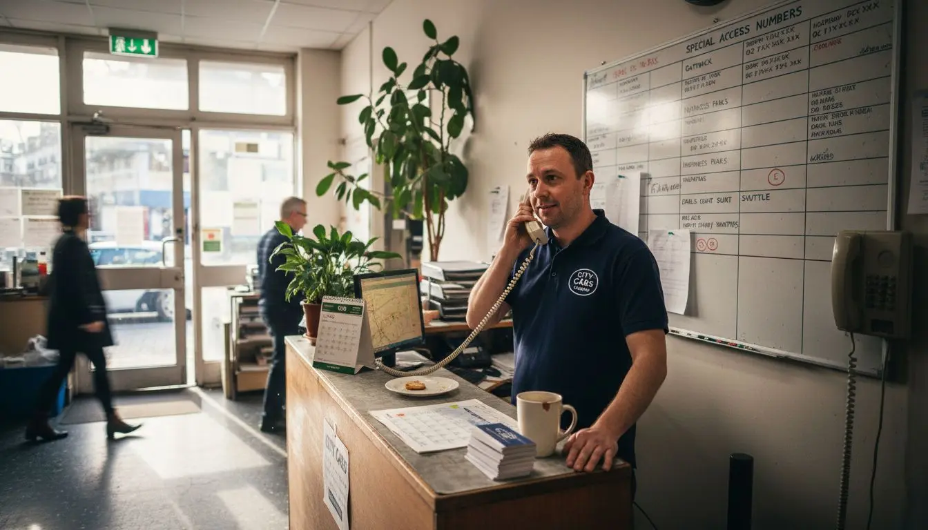 Dispatcher at taxi firm answering special access line