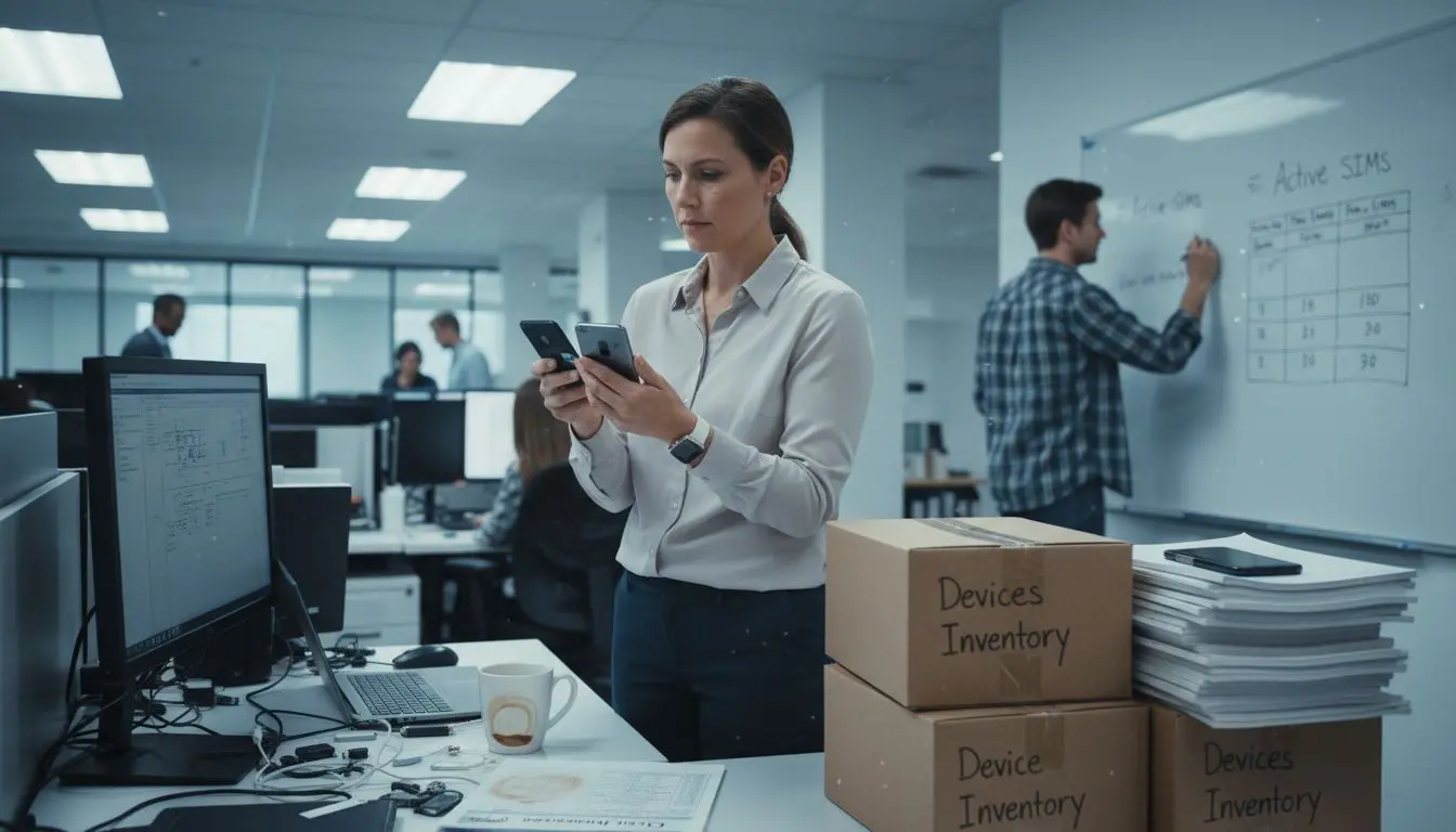 IT manager checks dual sim setup workspace