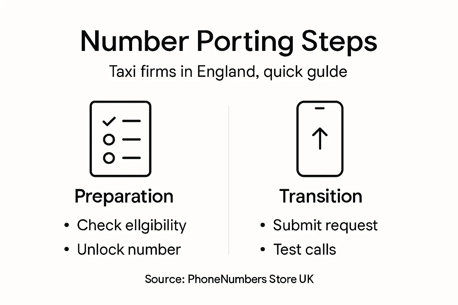 Infographic summarizing taxi porting steps England