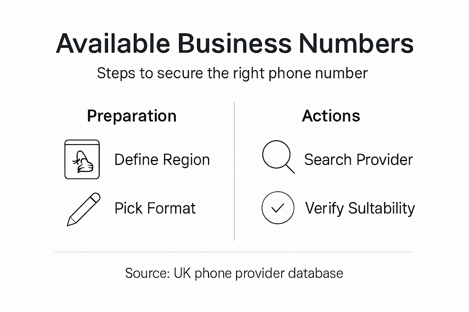 Infographic showing business phone number selection steps