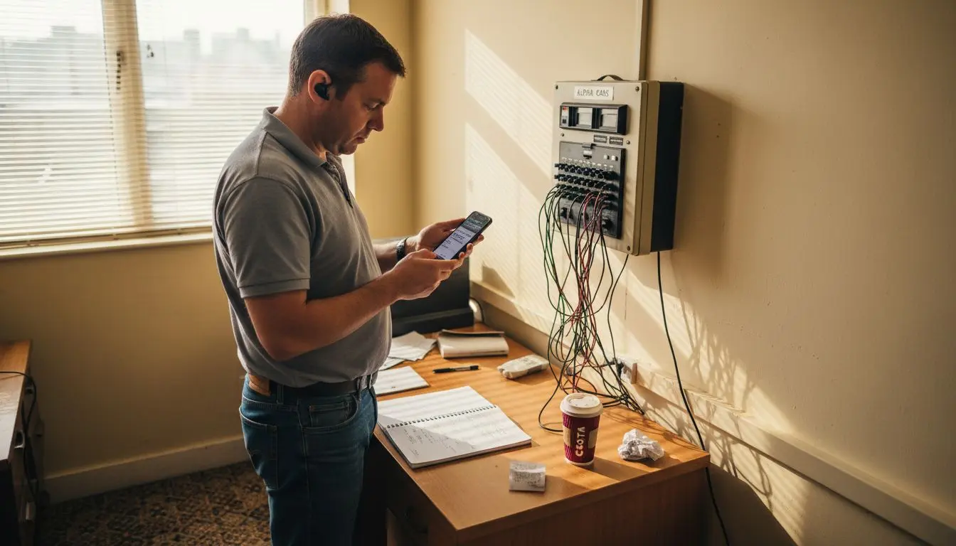 Taxi manager dialing business switchboard number