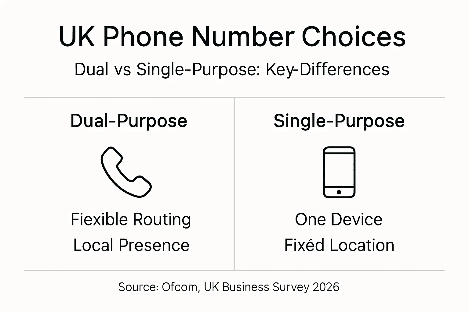 Infographic comparing UK phone number types