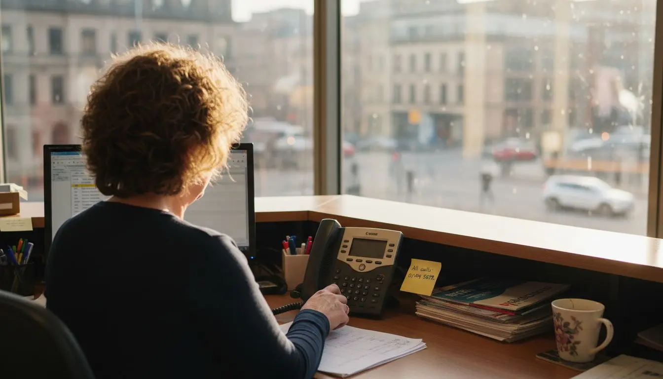 Receptionist transferring calls with single number