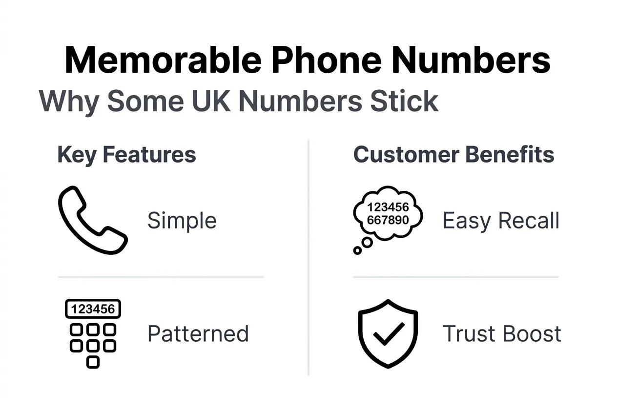 Infographic on memorable numbers features and benefits