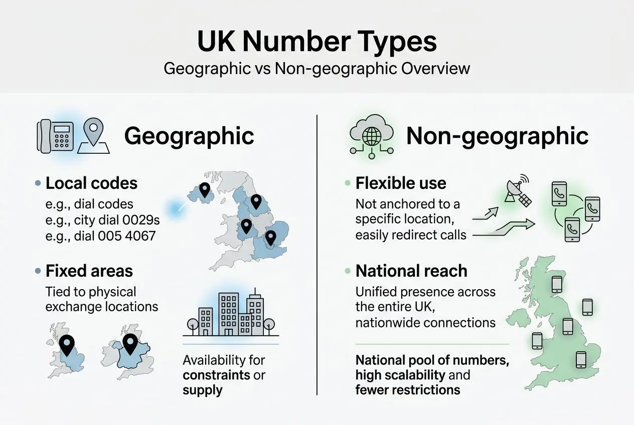 Infographic showing UK phone number types