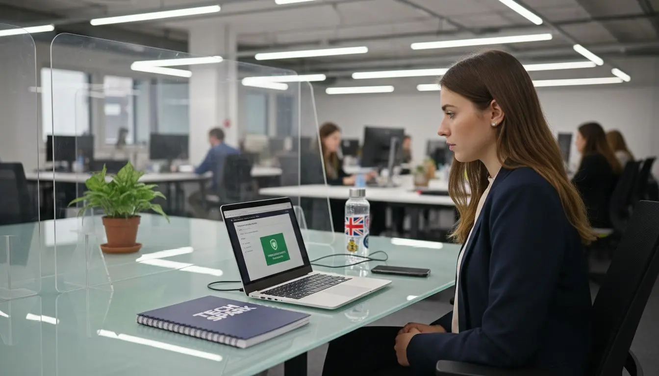 Businesswoman setting up virtual private number