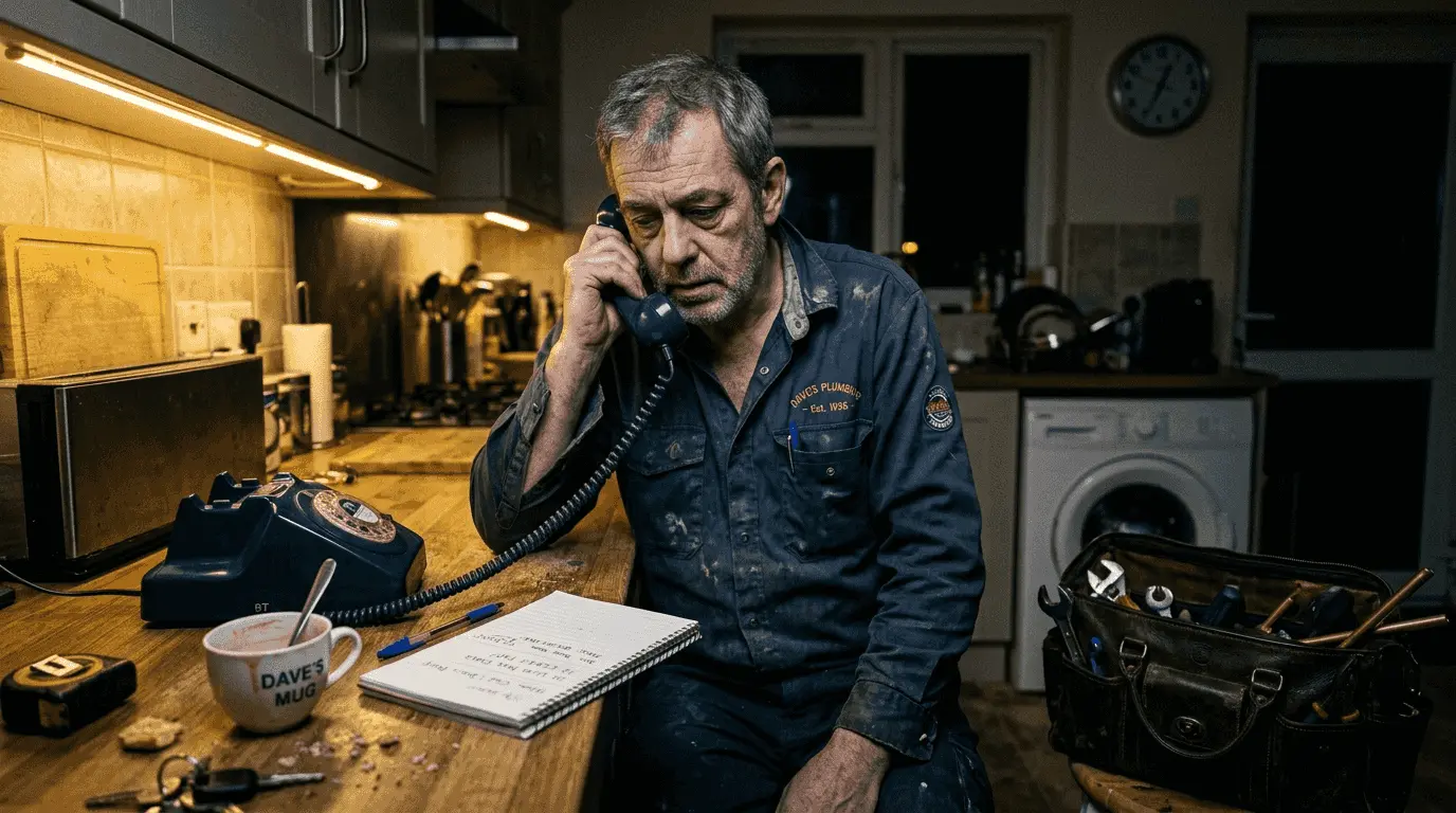 Plumber answering late-night landline call