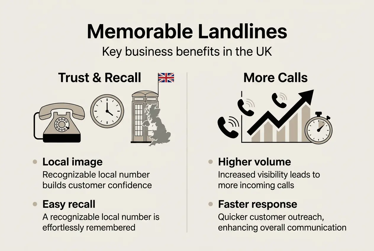 Infographic showing memorable landline business benefits