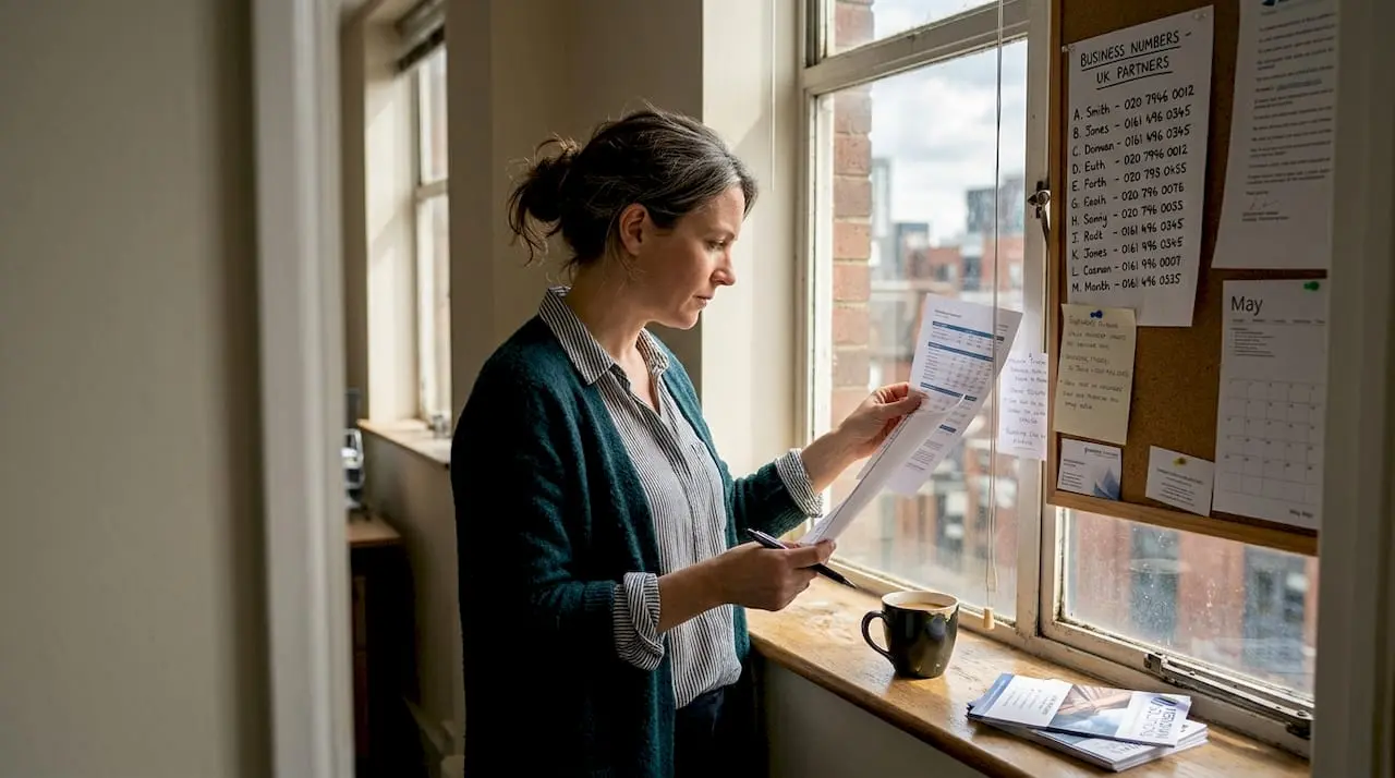 Woman reviewing business numbers in office