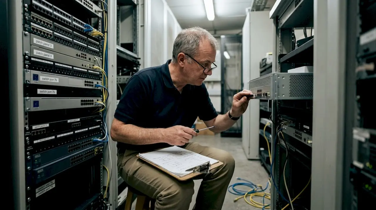 Engineer checks Session Border Controller setup