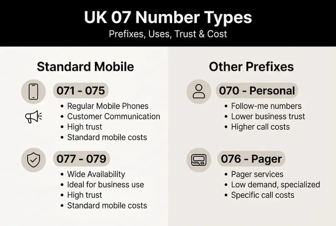Infographic showing UK 07 prefix types