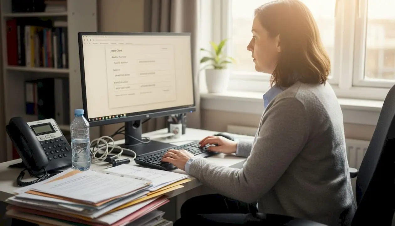 Administrator updating business phone records