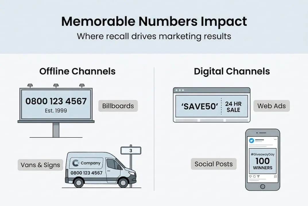 Infographic showing impact of memorable numbers
