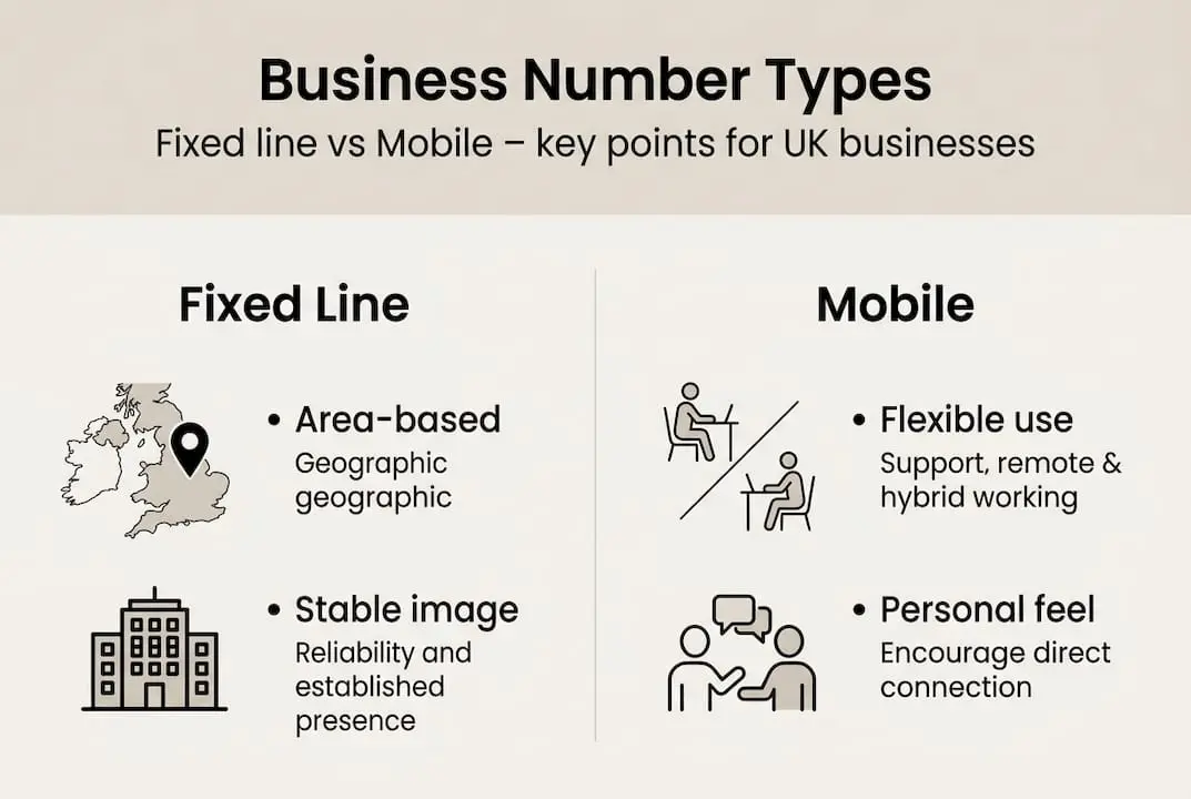 Infographic comparing fixed line and mobile business numbers