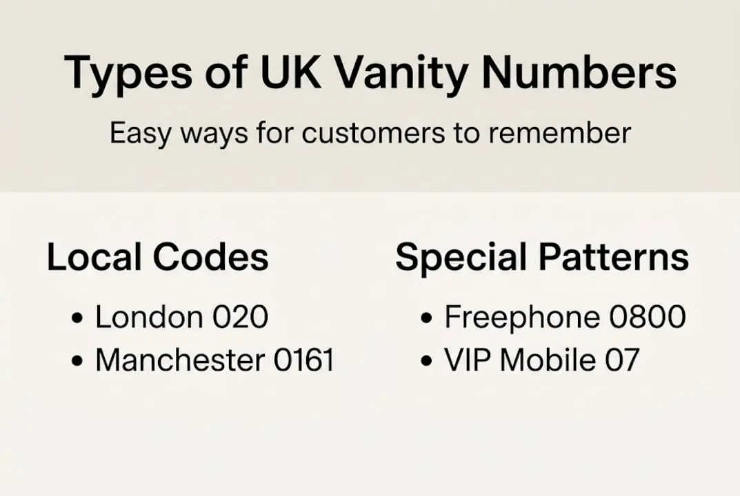 Infographic types of UK vanity numbers