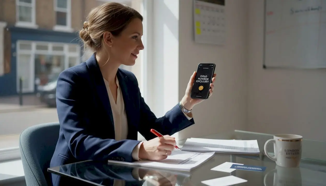 Estate agent reviewing memorable phone number log