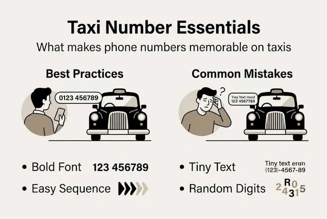 Infographic of memorable taxi number guidelines