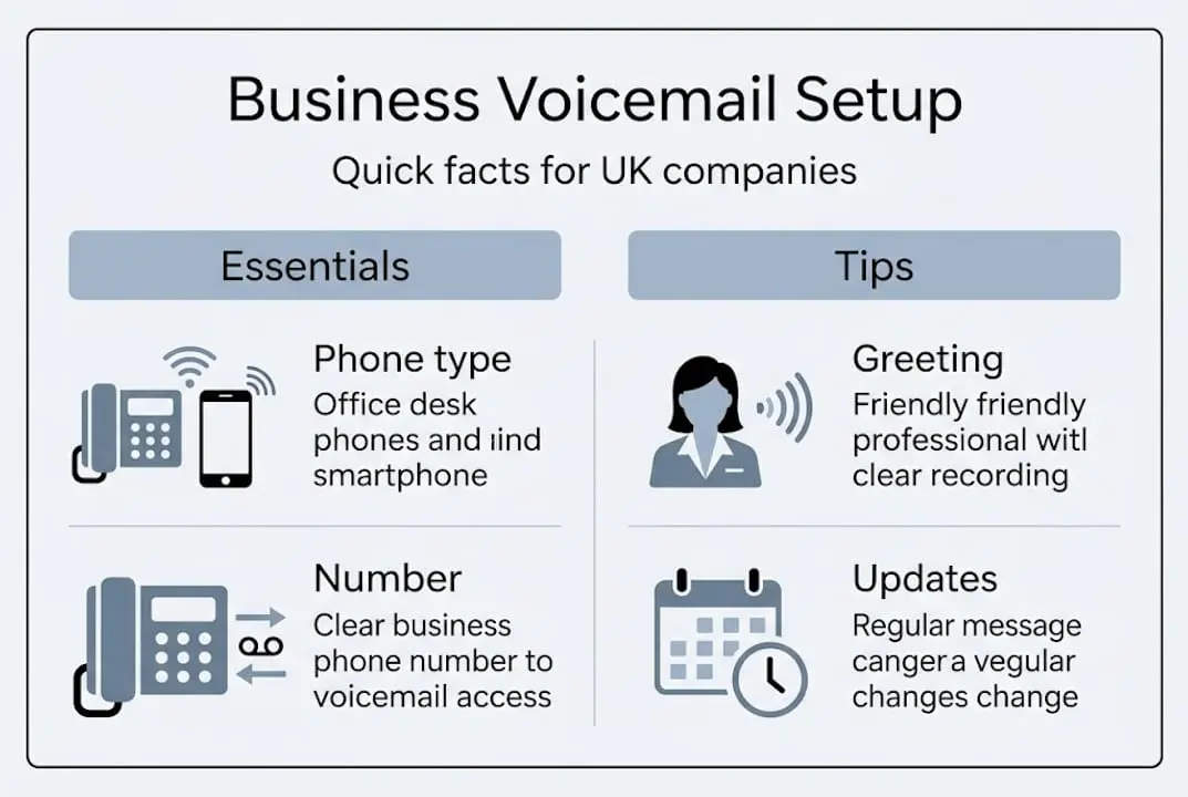 Infographic showing business voicemail setup essentials